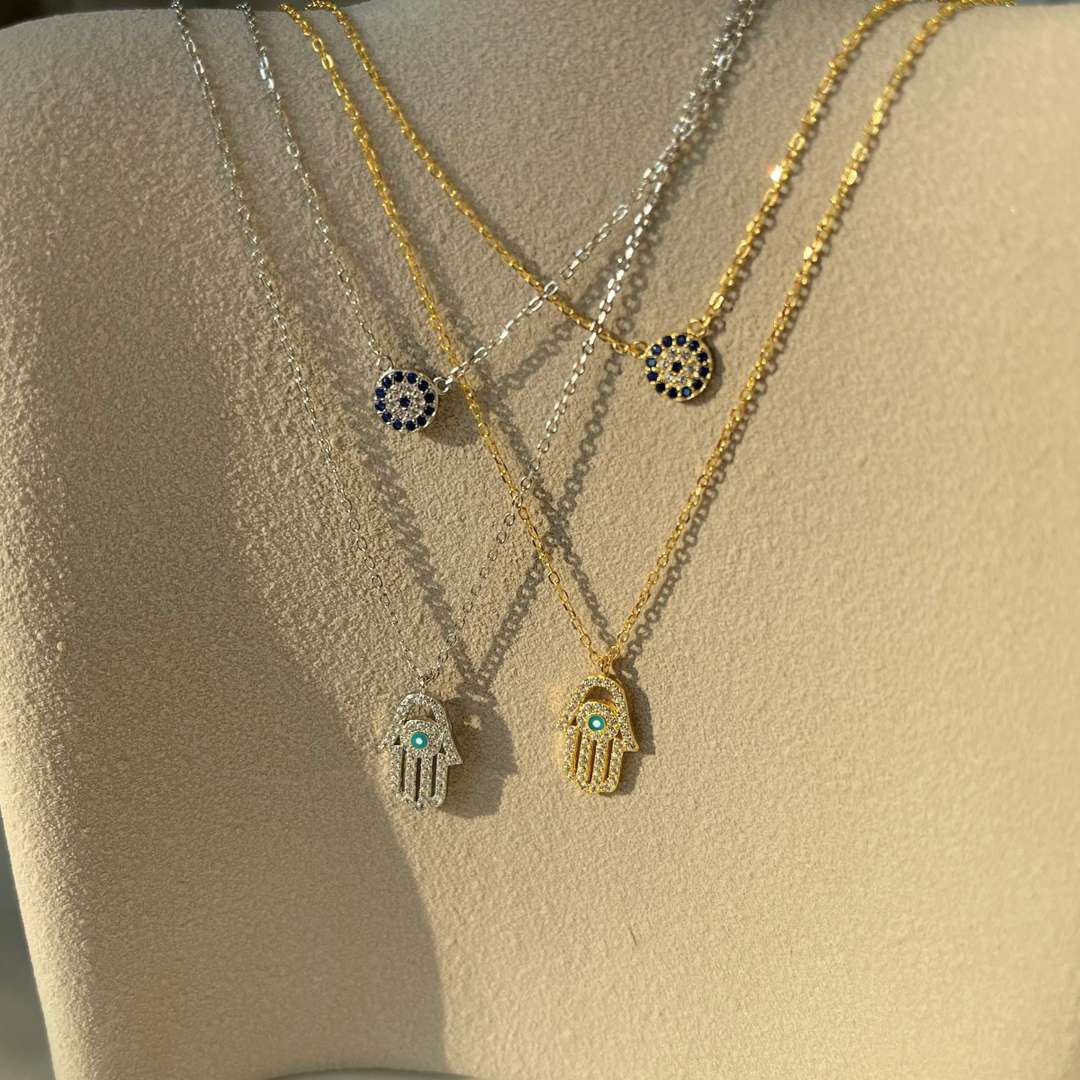 [Oramore Jewelry]Demon Eye Hamsa Palm Necklace