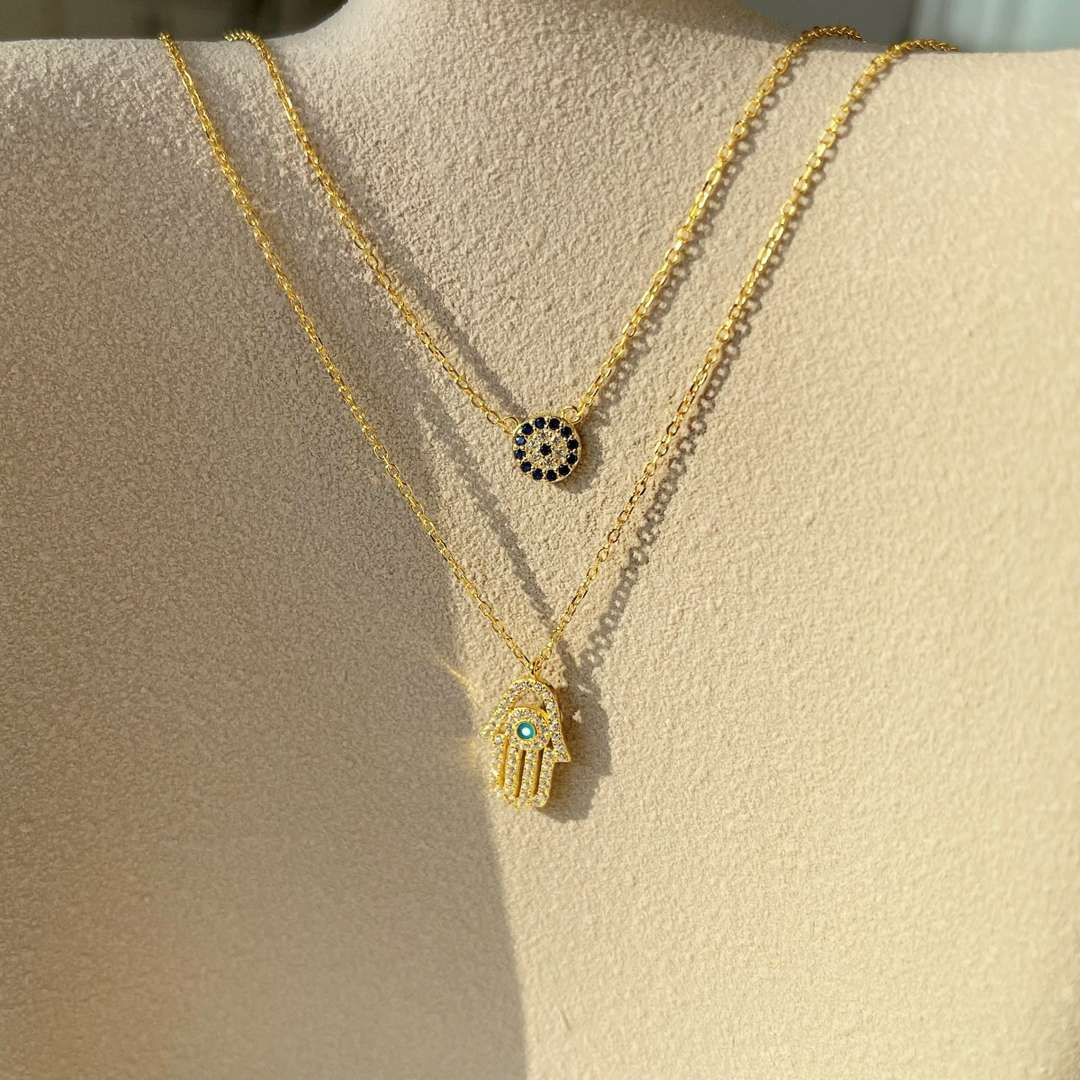 [Oramore Jewelry]Demon Eye Hamsa Palm Necklace