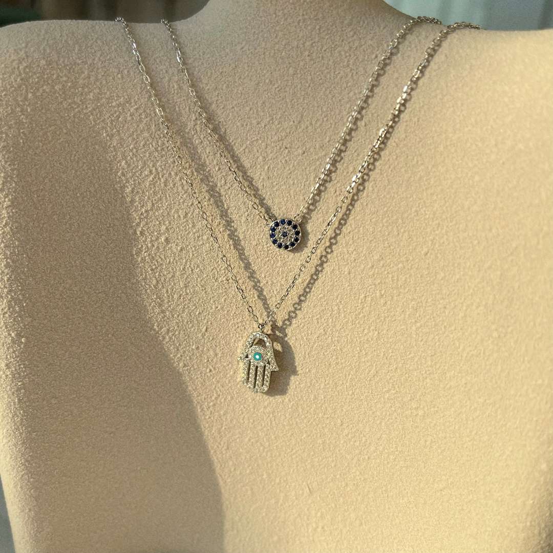 [Oramore Jewelry]Demon Eye Hamsa Palm Necklace