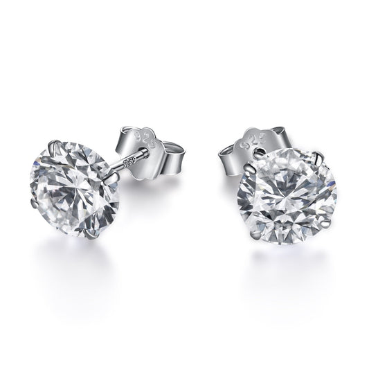 [Oramore Jewelry]Stylish Shiny Round Center Stone Stud Earrings