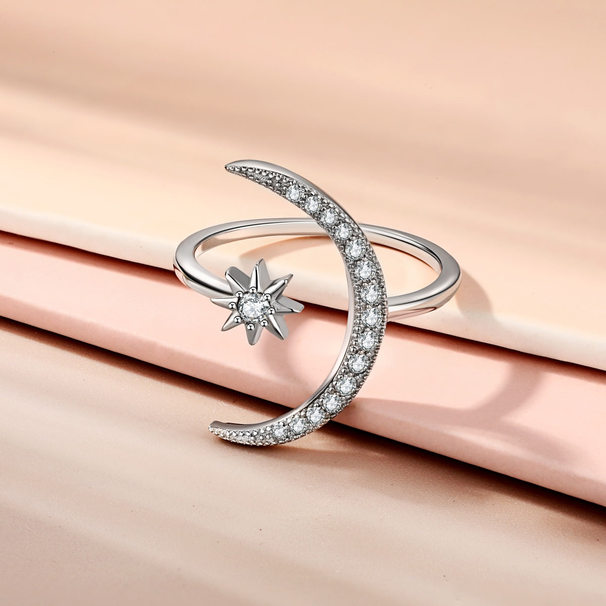 [Oramore  Jewelry]Eternity Moon & Star Ring