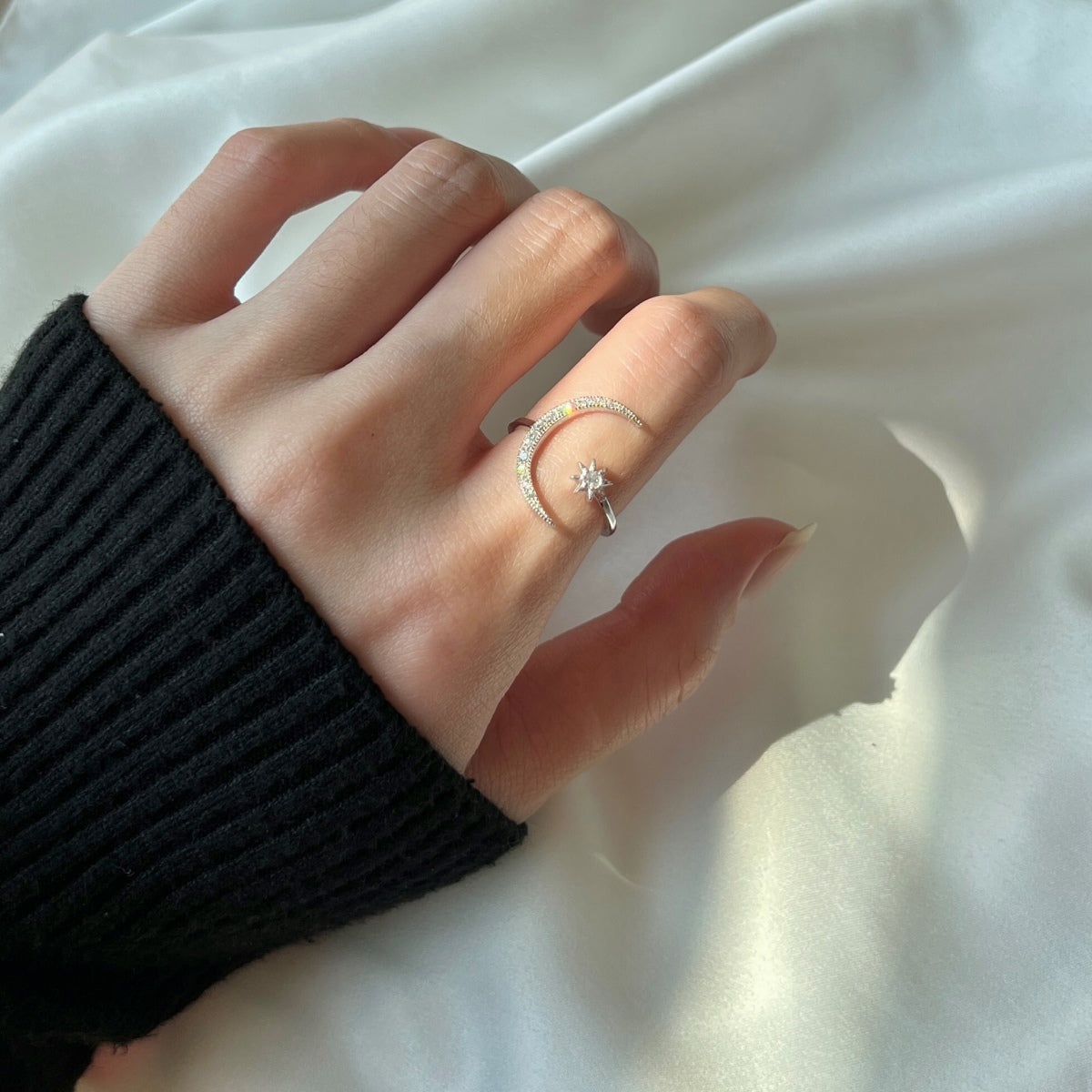 [Oramore  Jewelry]Eternity Moon & Star Ring