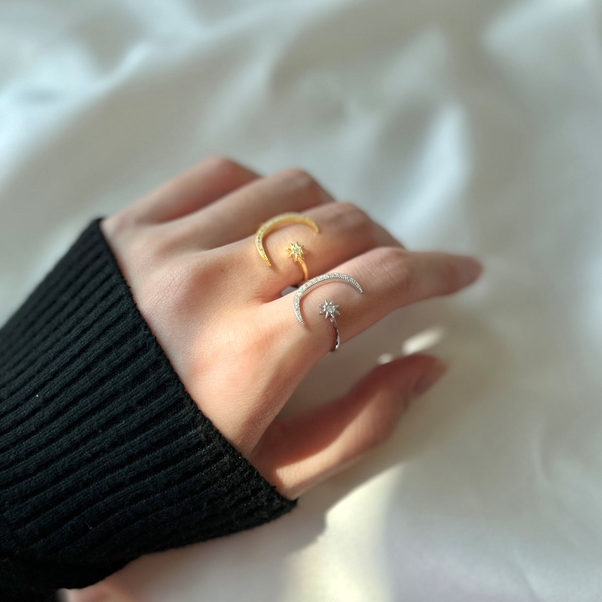 [Oramore  Jewelry]Eternity Moon & Star Ring