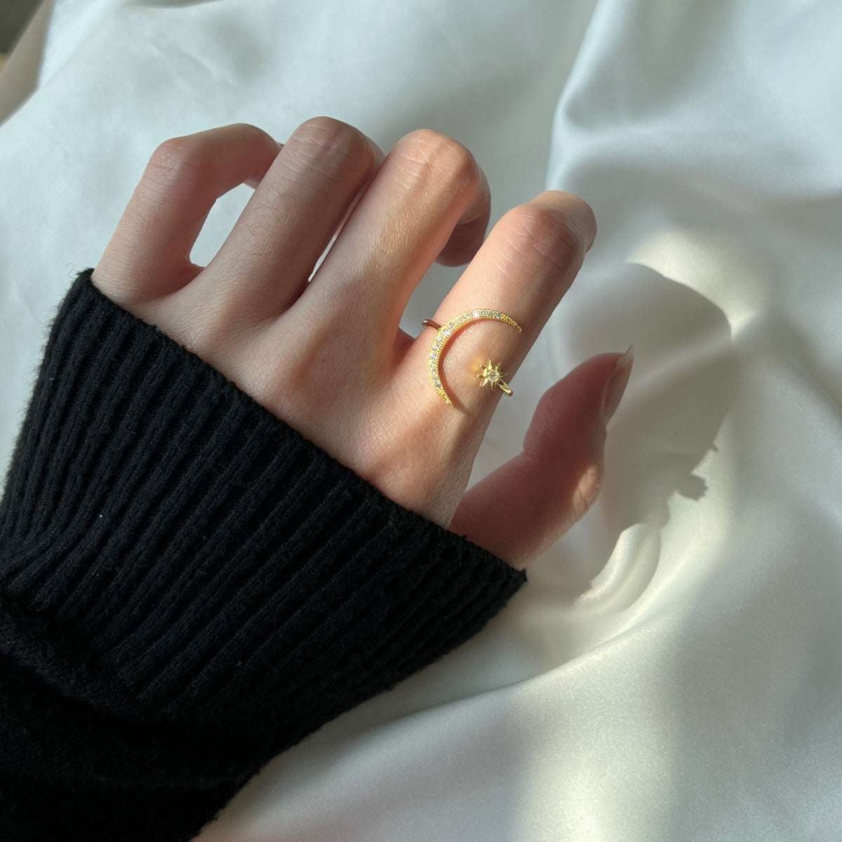 [Oramore  Jewelry]Eternity Moon & Star Ring