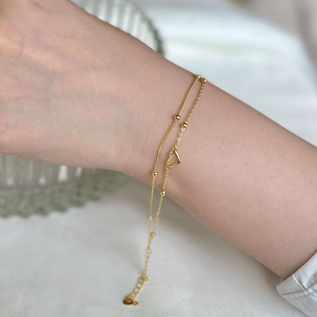 [Oramore Jewelry]Dainty Double Layer Love Heart Bracelet