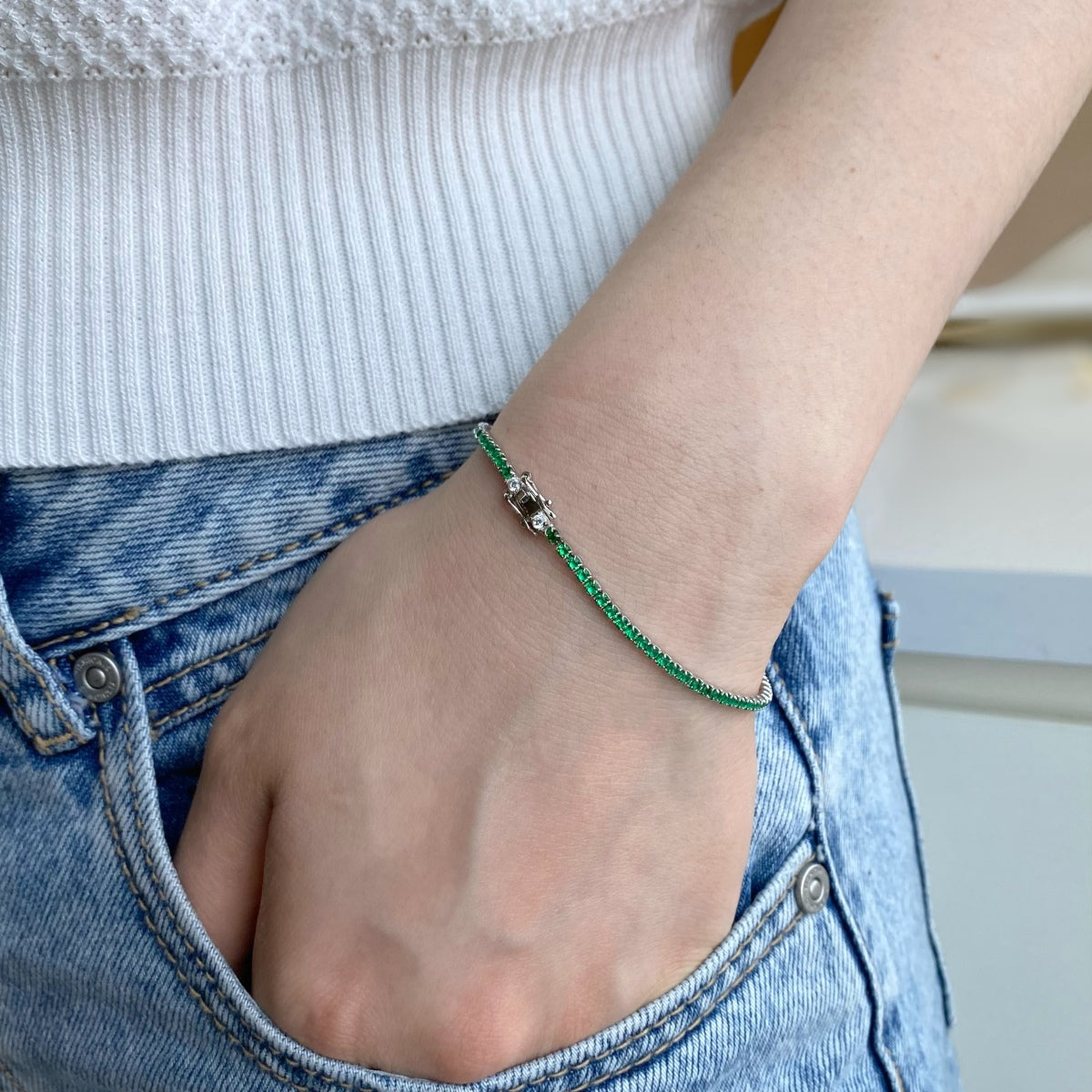 [Oramore Jewelry]Dazzling Colorful Round Cut Daily Bracelet