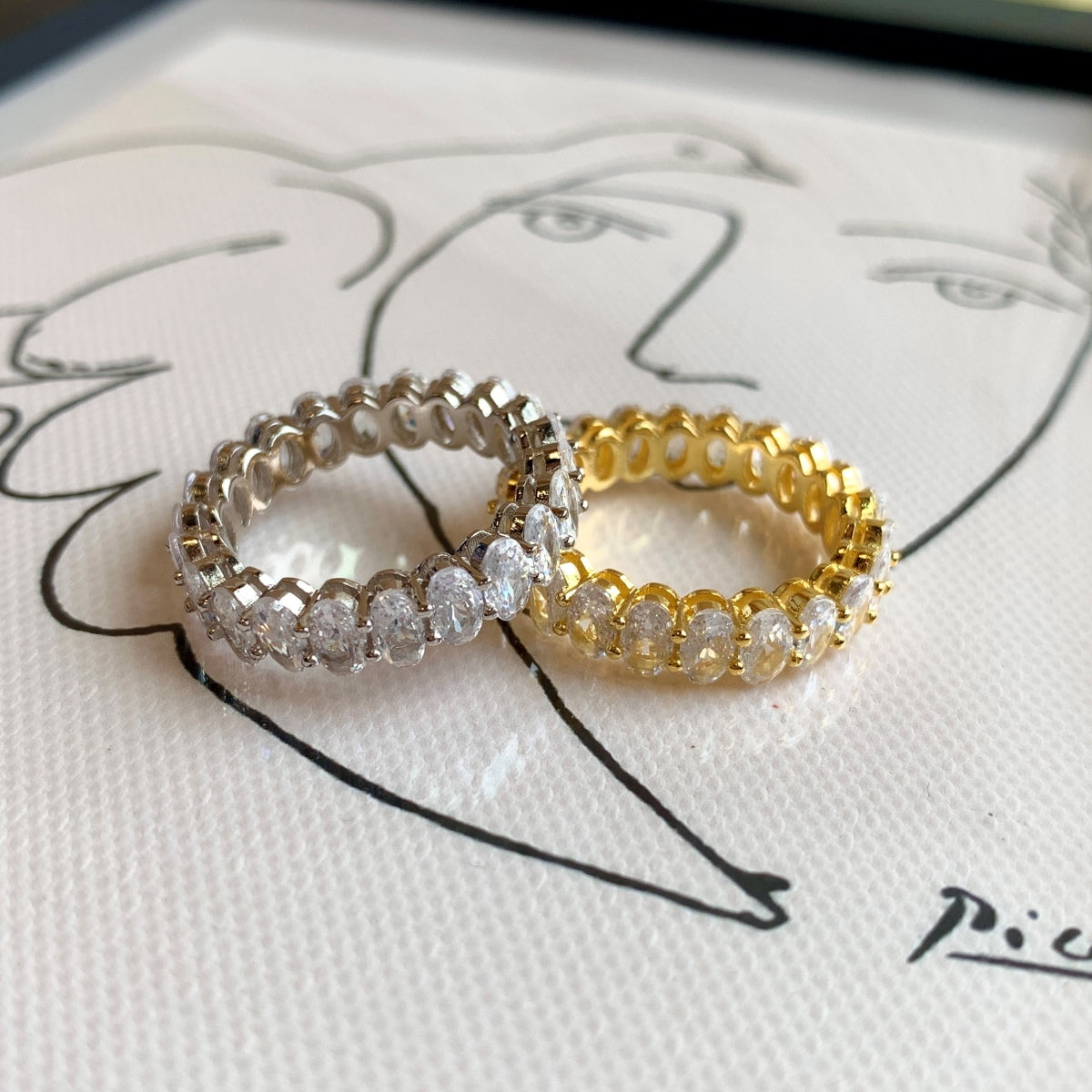 [Oramore Jewelry]Ornate Oval Cut Tennis Ring