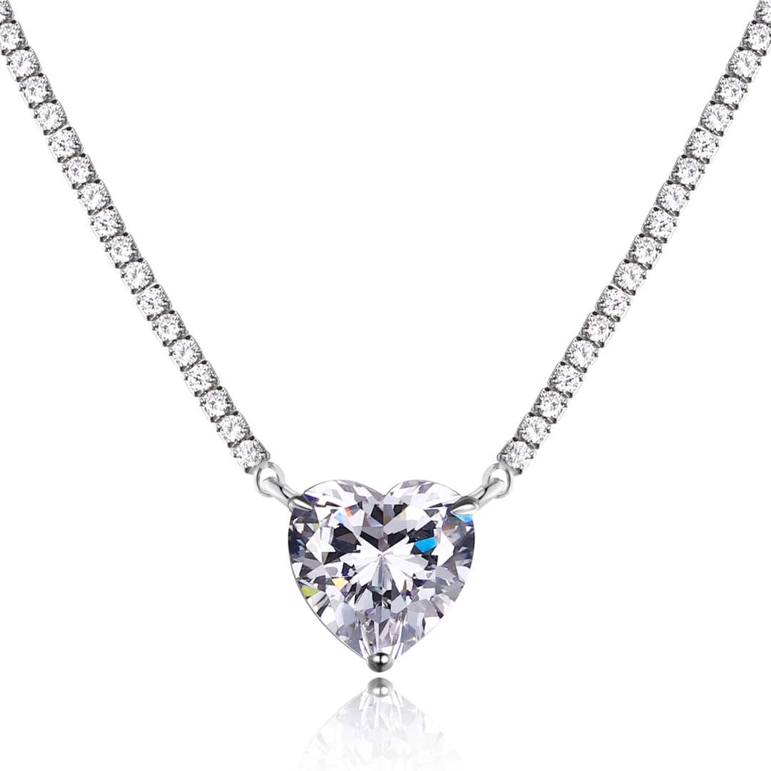 [Oramore Jewelry]8.0 Carat Versatile Colorful Sweet Heart-Shaped Tennis Necklace