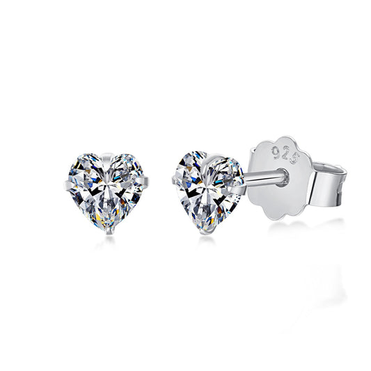 [Oramore Jewelry]Sparkling Heart Shaped Simple Earrings
