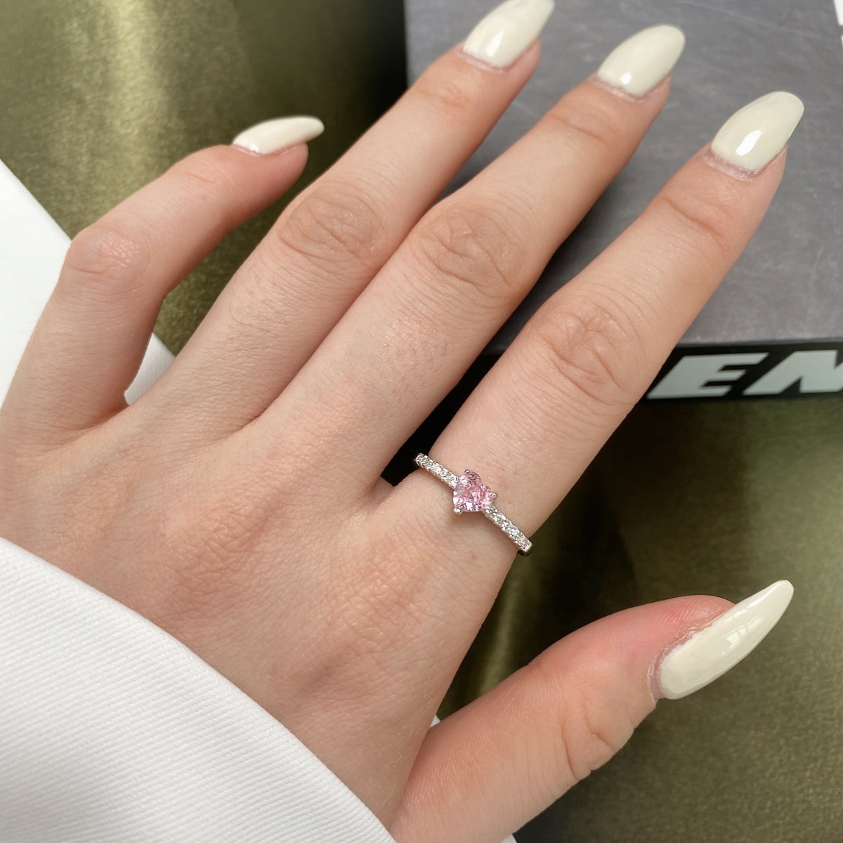 [Oramore  Jewelry]0.5 Carat CaratEternity Charming Heart Shape Lover Ring