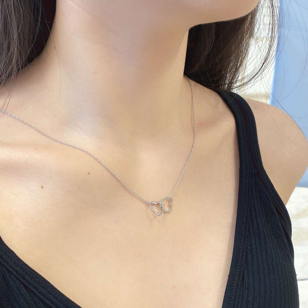 [Oramore Jewelry]Sterling Silver Love Double Ring Necklace