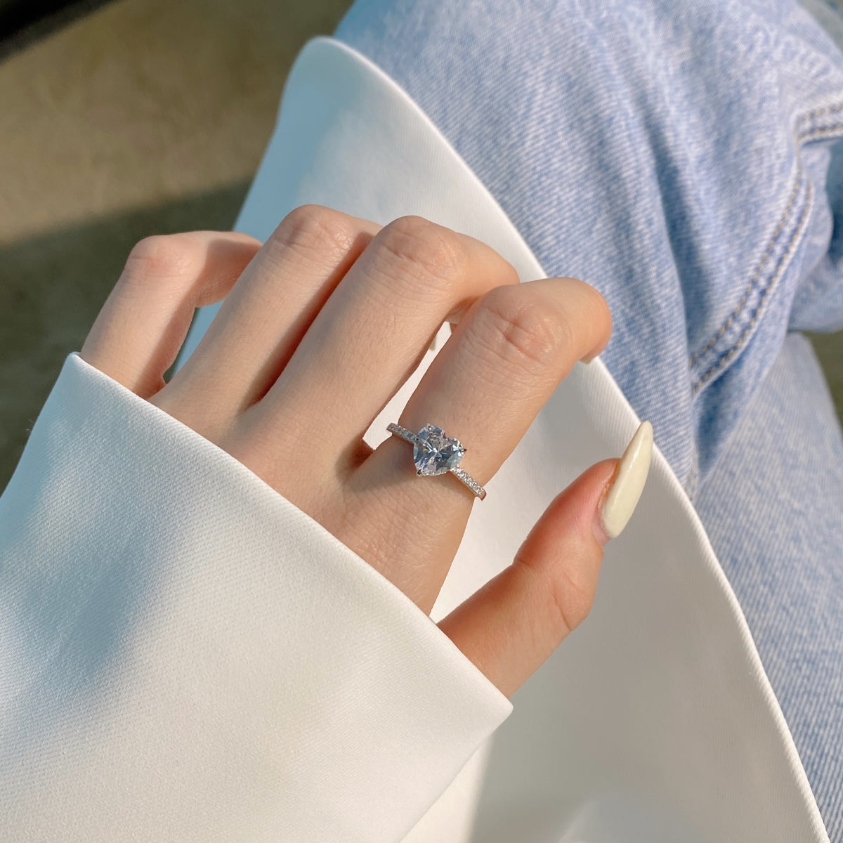 [Oramore  Jewelry]2.0 Carat Dazzling Lustrous Heart Cut Lover Ring