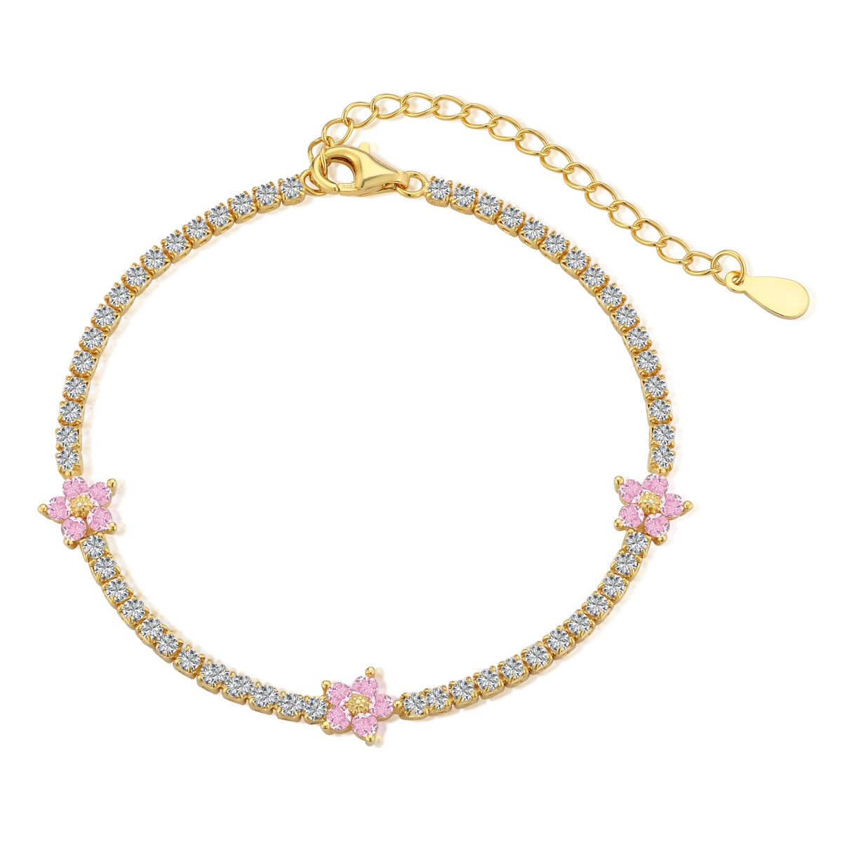 [Oramore Jewelry]Sparkling Flower Shape Tennis Bracelet