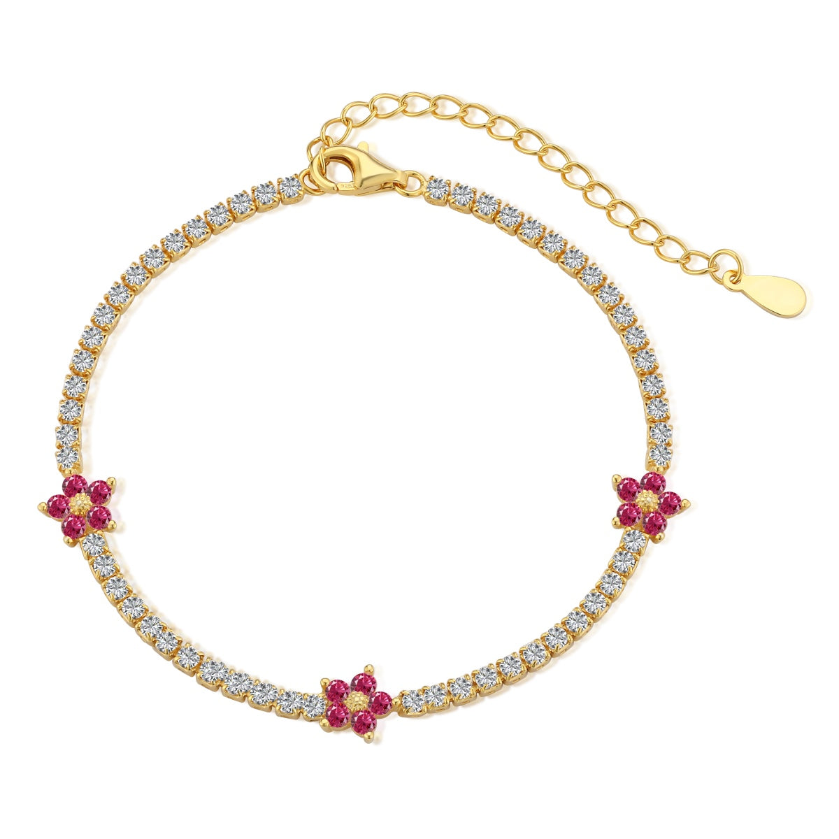 [Oramore Jewelry]Sparkling Flower Shape Tennis Bracelet