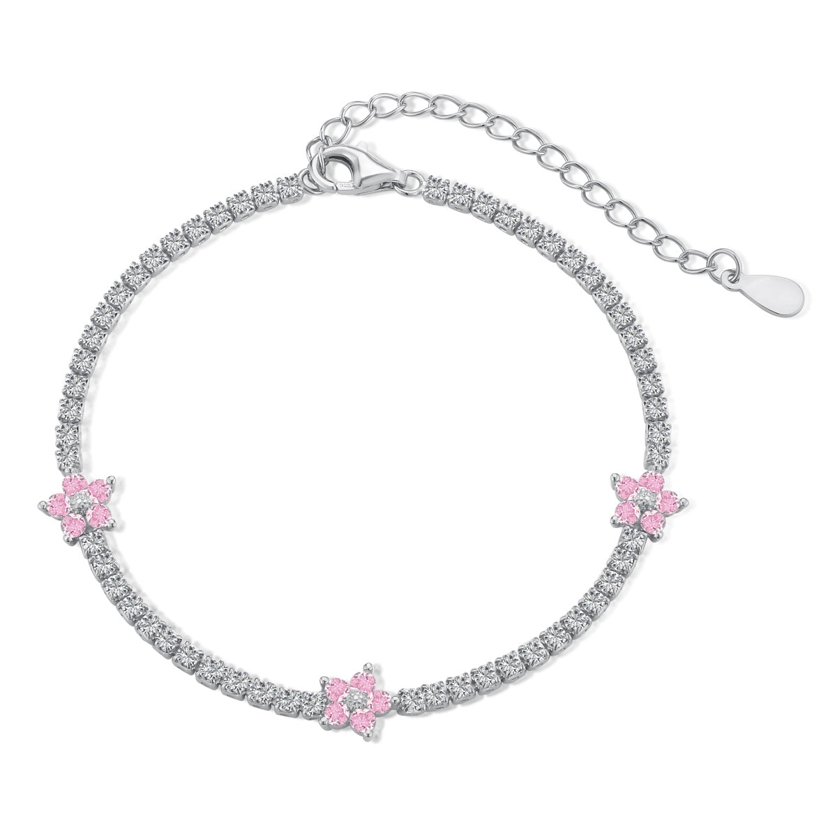 [Oramore Jewelry]Sparkling Flower Shape Tennis Bracelet