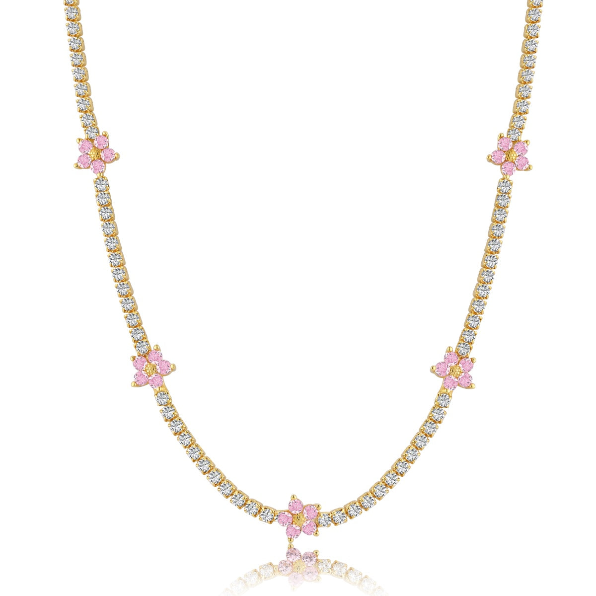 [Oramore Jewelry]Luxurious Colorful Flower Tennis Necklace