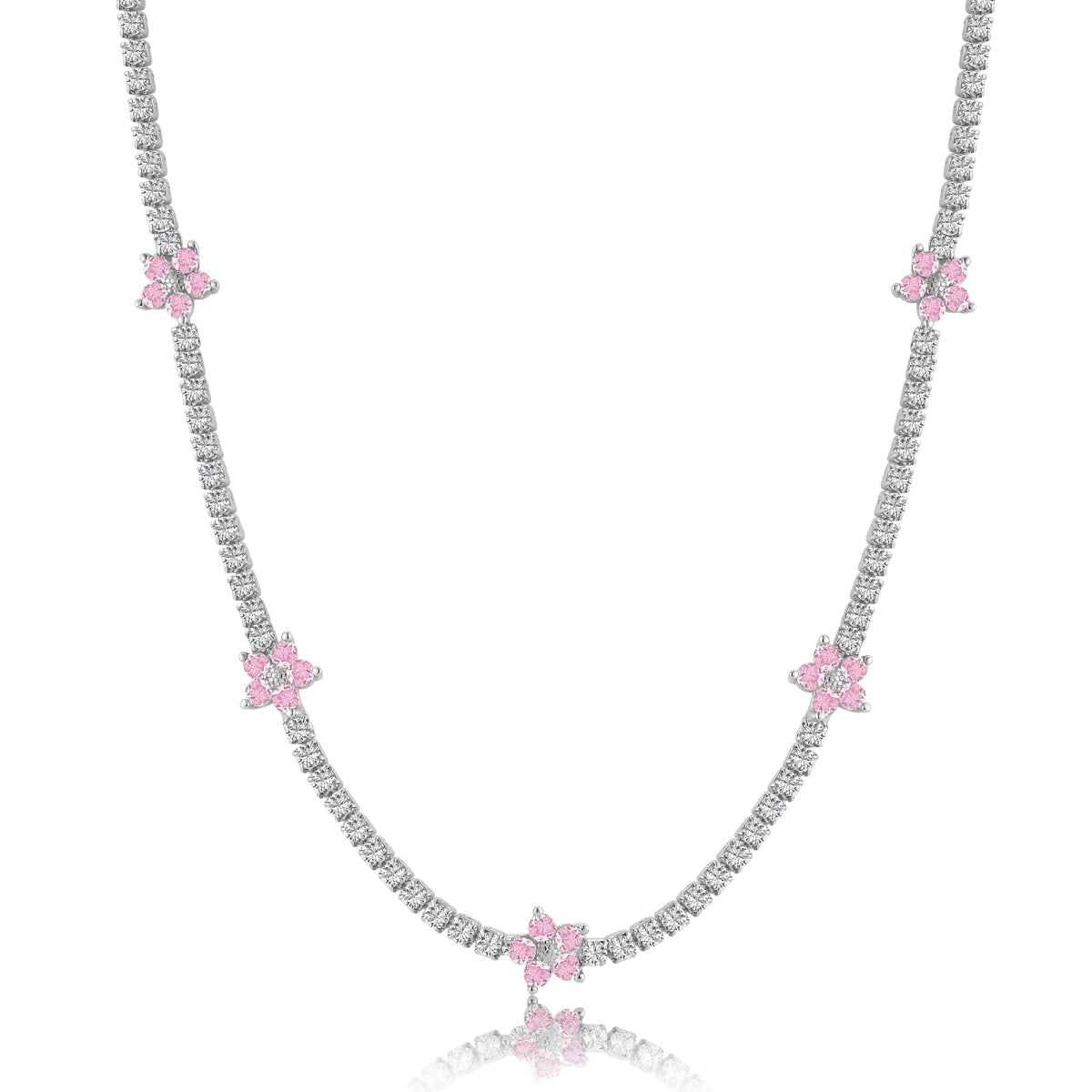 [Oramore Jewelry]Luxurious Colorful Flower Tennis Necklace