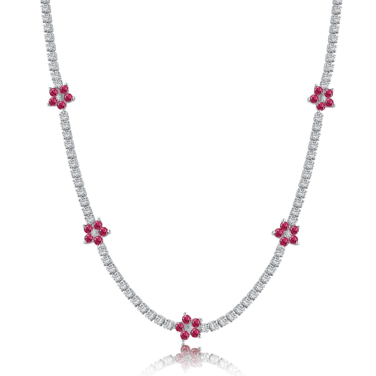 [Oramore Jewelry]Luxurious Colorful Flower Tennis Necklace