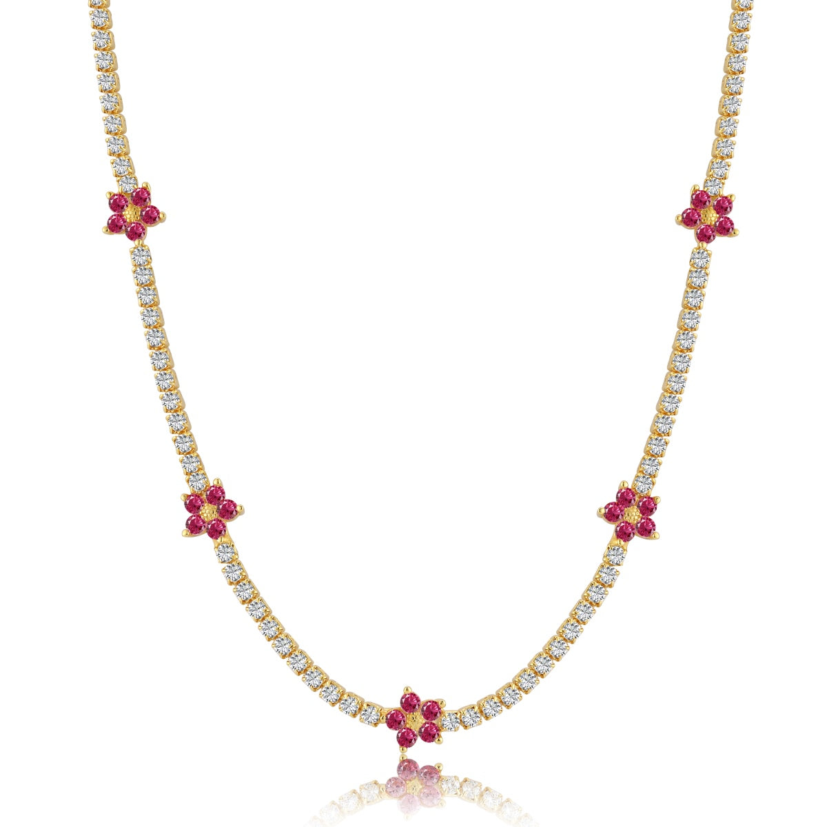 [Oramore Jewelry]Luxurious Colorful Flower Tennis Necklace