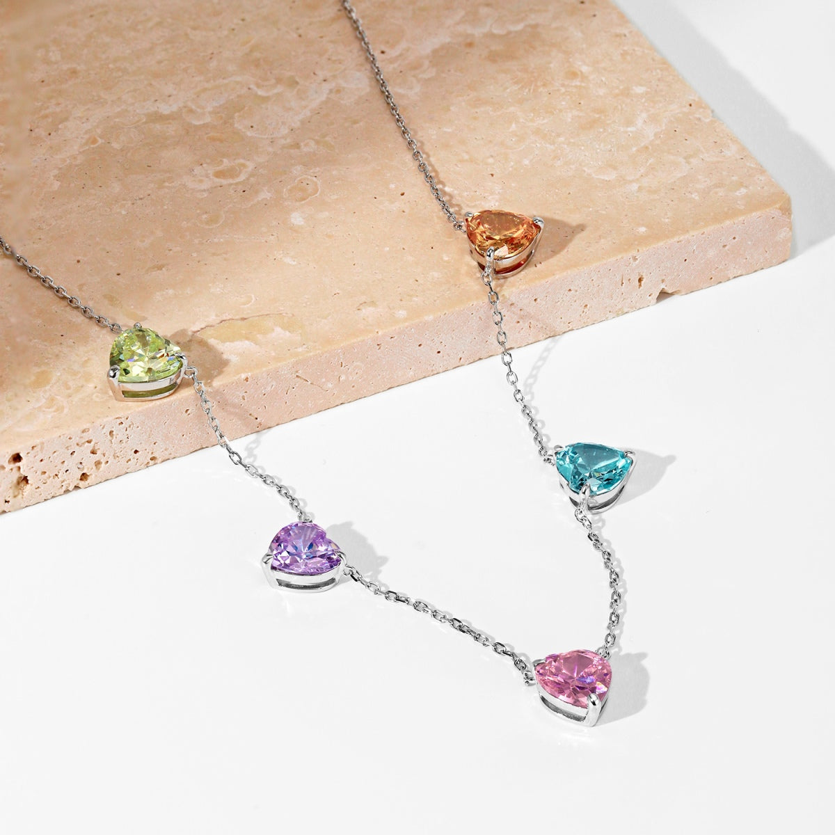 [Oramore Jewelry]Sparkling Colorful Heart Cut Necklace