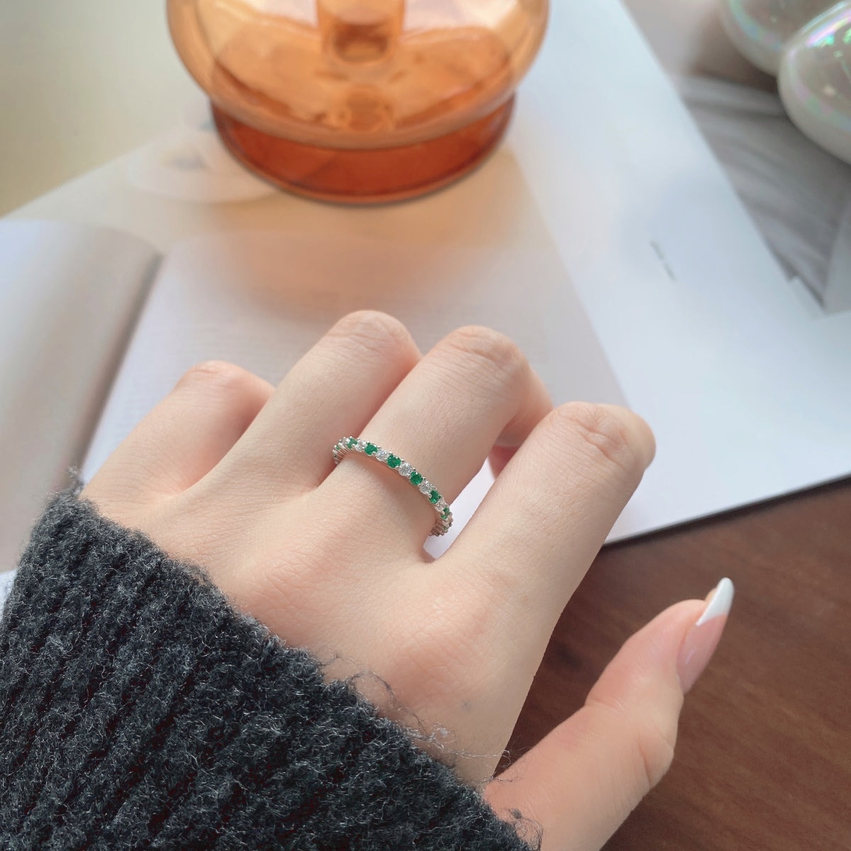 [Oramore  Jewelry]Exquisite Colorful Round Cut Tennis Ring