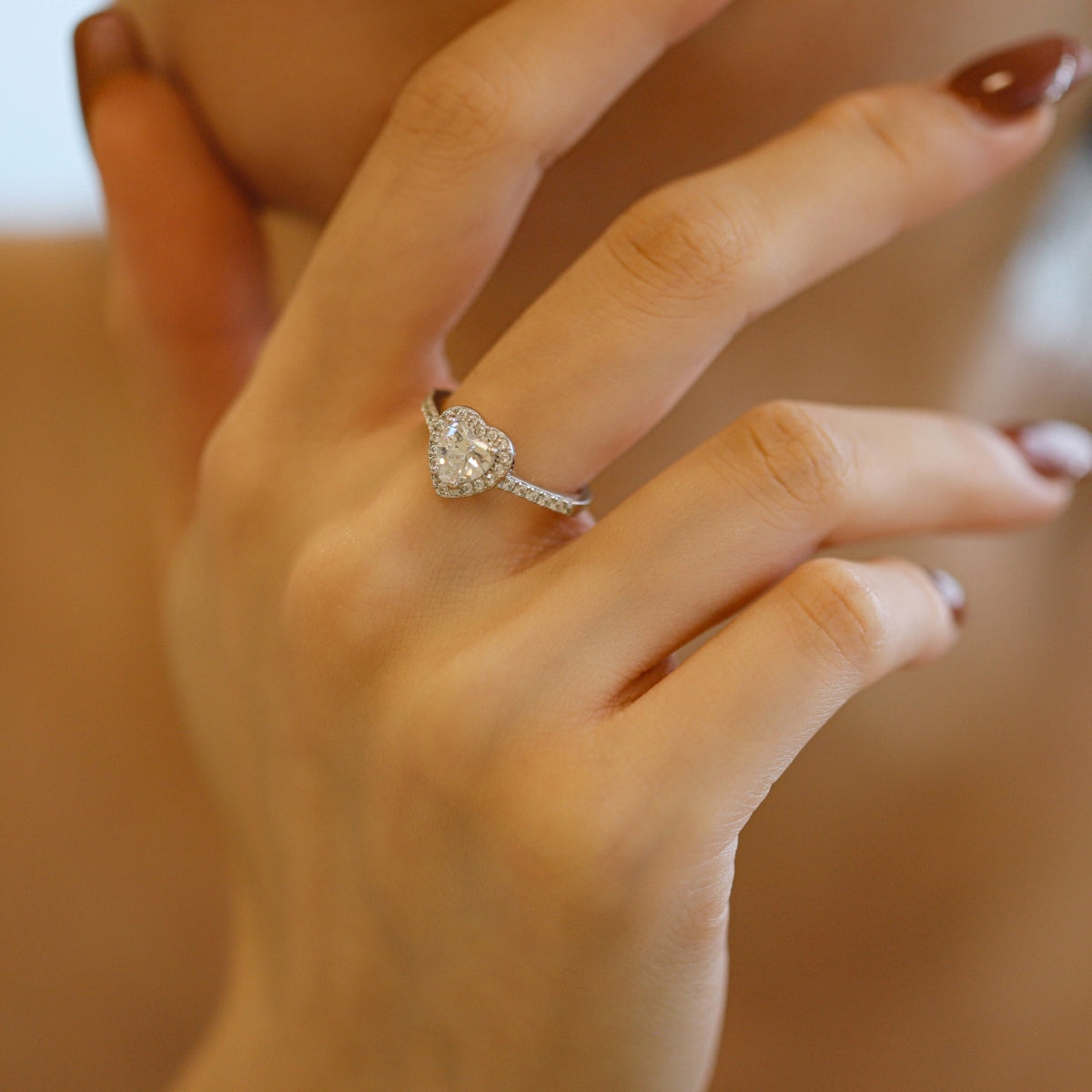 [Oramore Jewelry]Eternity Splashy Romantic Heart Shape Lover Ring