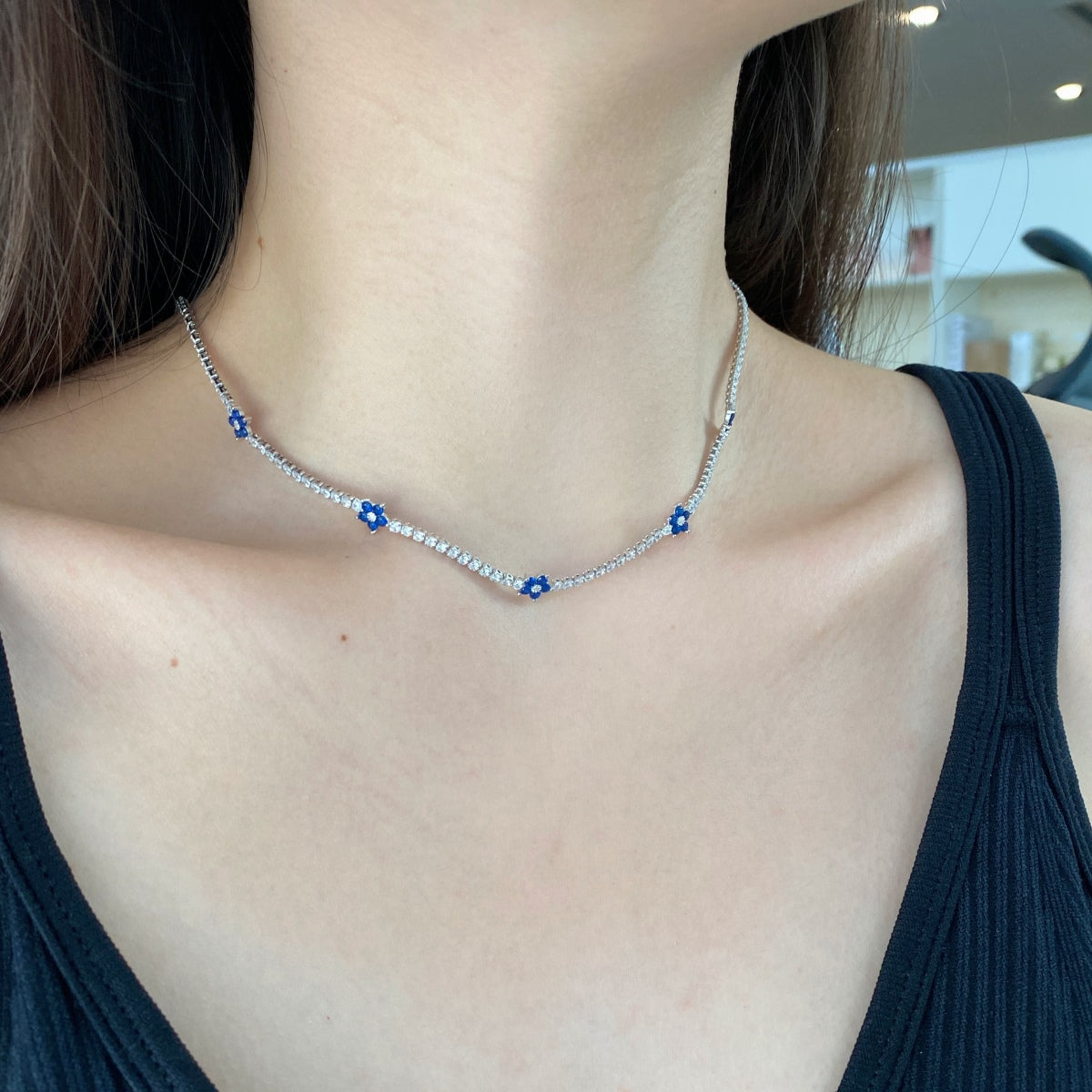 [Oramore Jewelry]Luxurious Colorful Flower Tennis Necklace