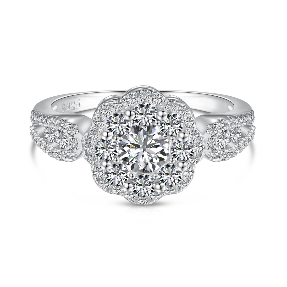 [Oramore Jewelry]Delicate Colorful Round Cut Flower Shape Wedding Ring