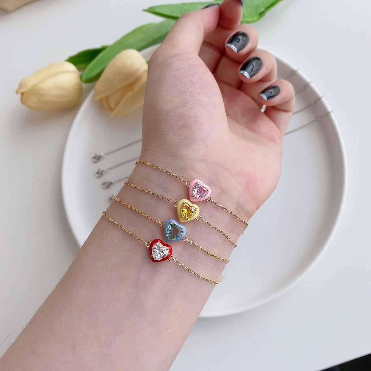 [Oramore Jewelry]Sparkling Romantic Heart Shape Lover Bracelet