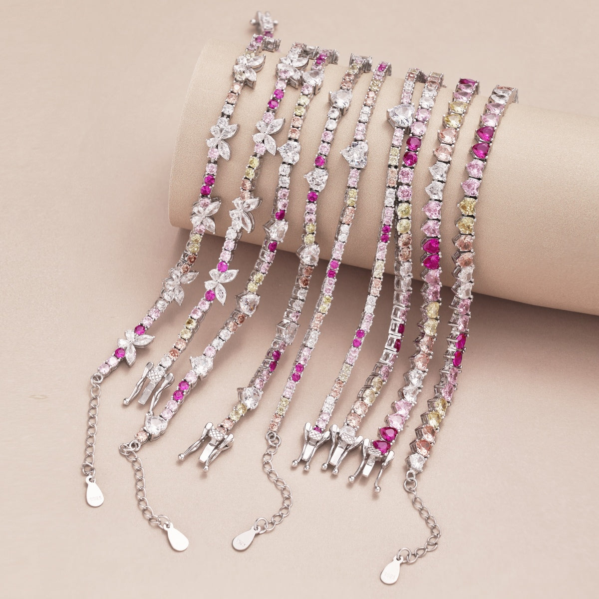[Oramore Jewelry]Delicate Colorful Rainbow Tennis Chain