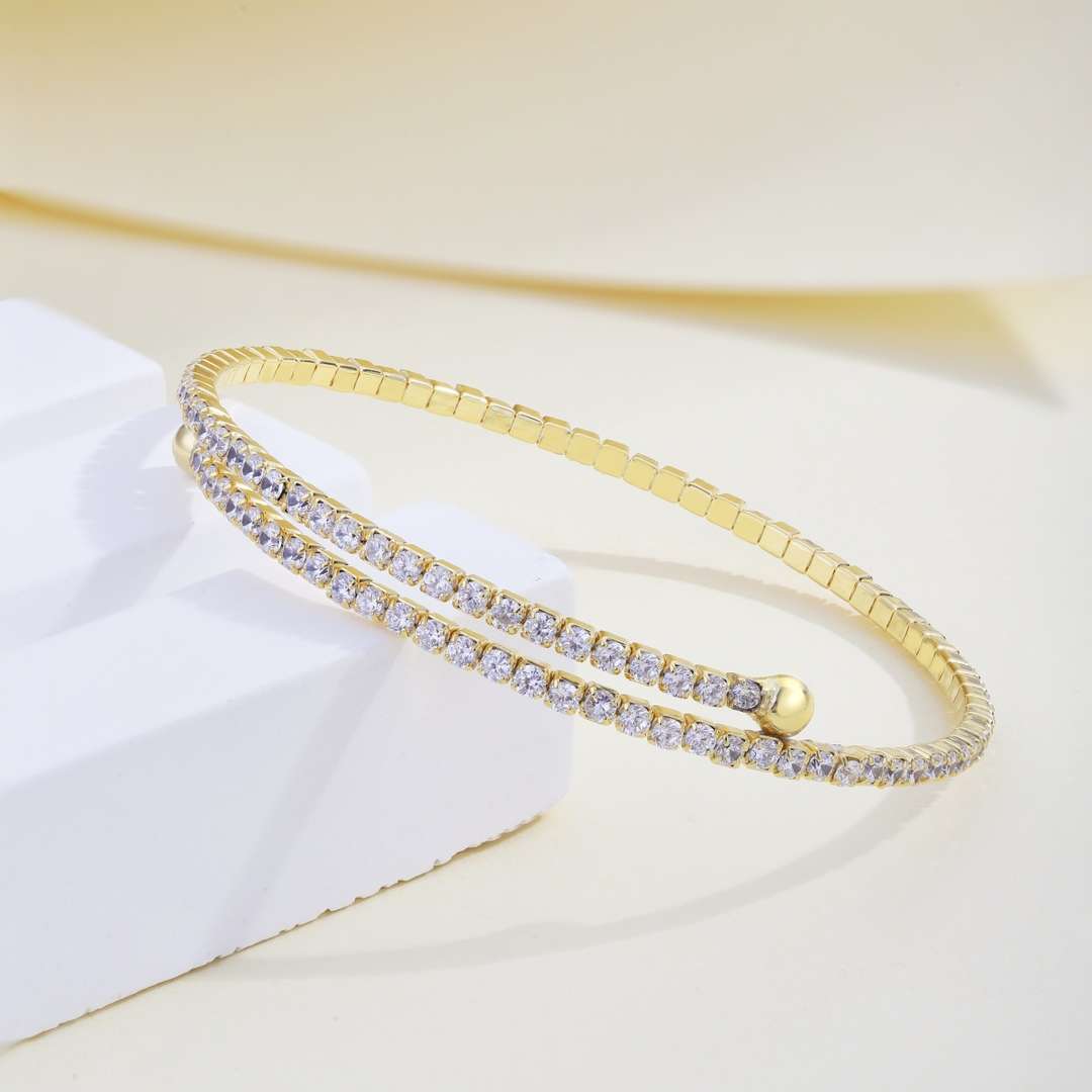 [Oramore Jewelry]Row of Diamonds Round Fashion Bracelet