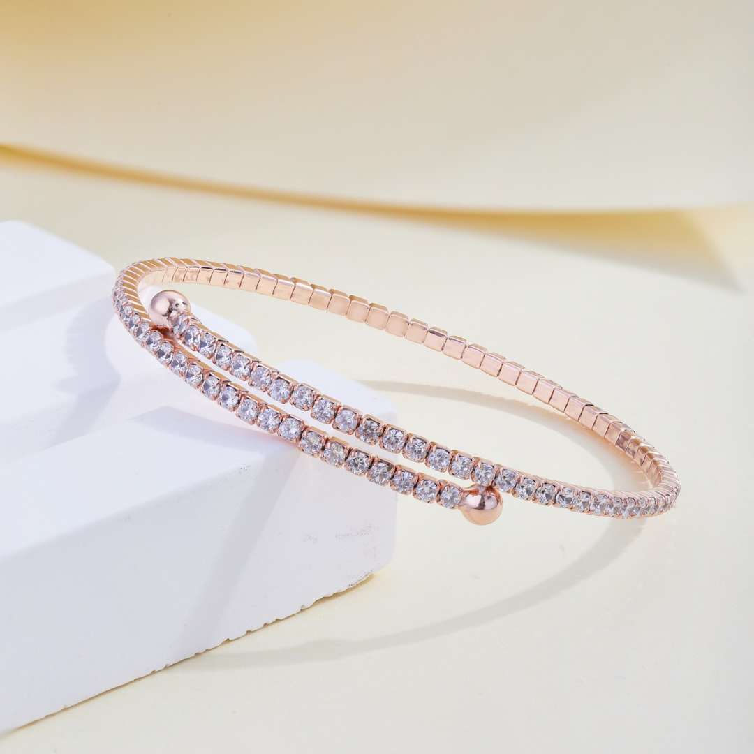 [Oramore Jewelry]Row of Diamonds Round Fashion Bracelet