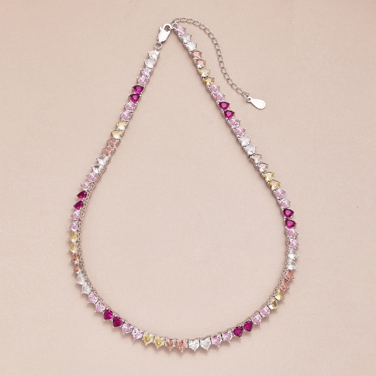 [Oramore Jewelry]Sparkling Colorful Full Heart Tennis Necklace