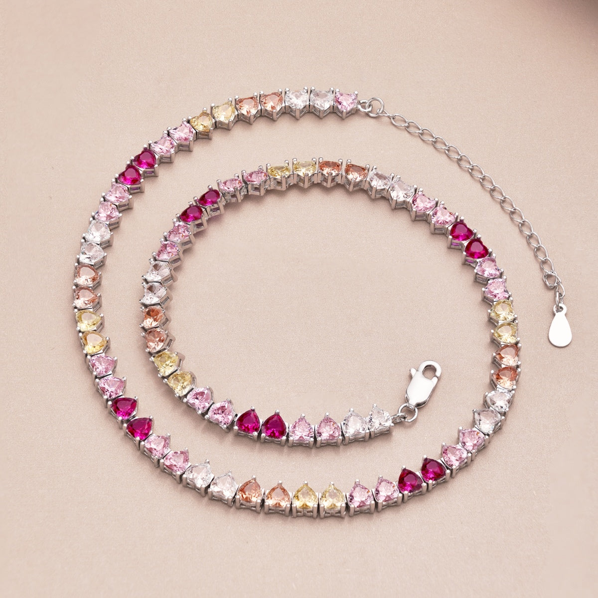 [Oramore Jewelry]Sparkling Colorful Full Heart Tennis Necklace