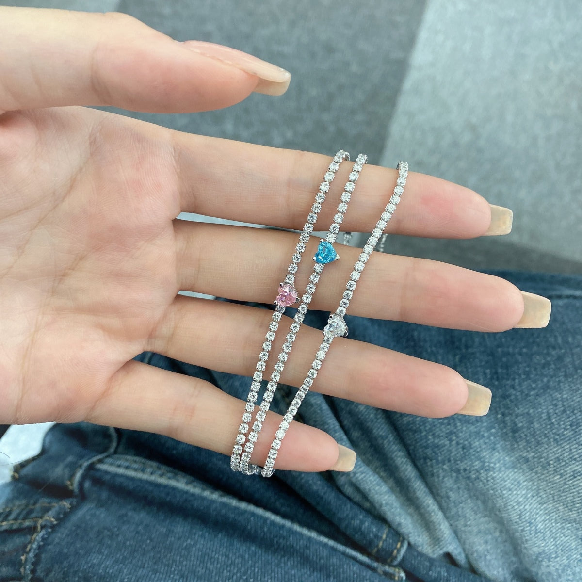 [Oramore Jewelry]0.5 Carat Elegant Romantic Heart Shape Lover Bracelet