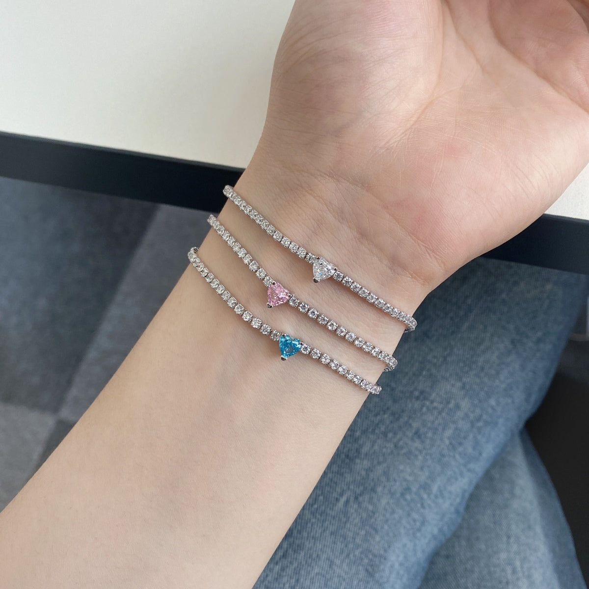[Oramore Jewelry]0.5 Carat Elegant Romantic Heart Shape Lover Bracelet
