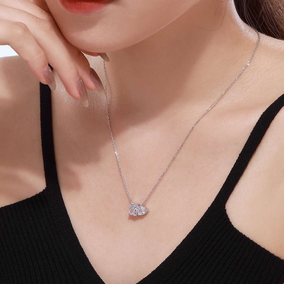 [Oramore Jewelry]Dazzling Square & Heart Shape Necklace