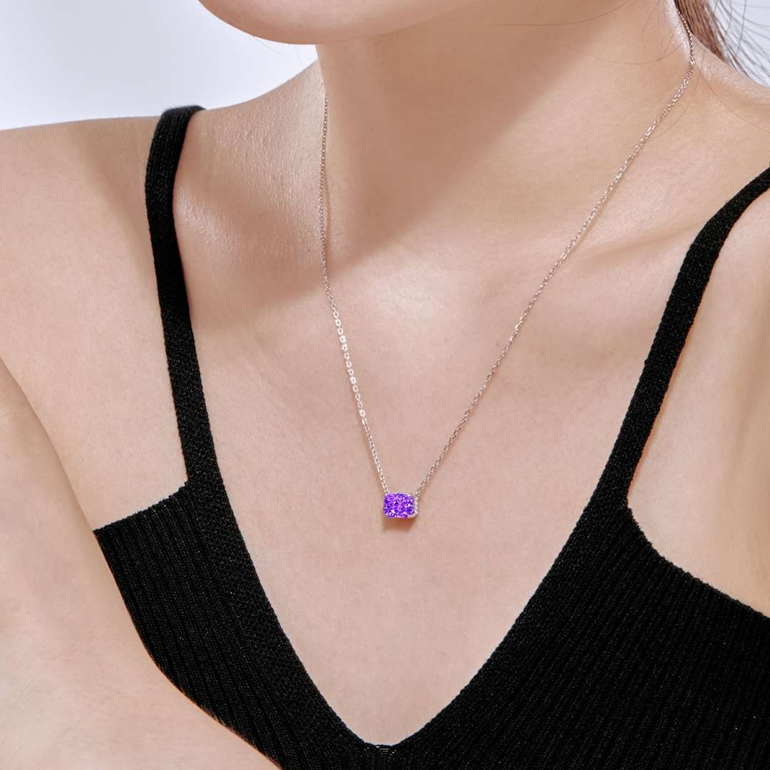 [Oramore Jewelry]Luxurious Square Shape Colorful Necalack