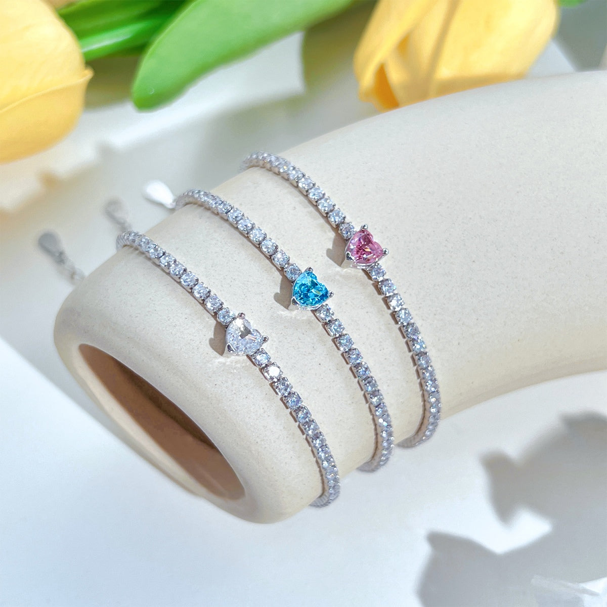 [Oramore Jewelry]0.5 Carat Elegant Romantic Heart Shape Lover Bracelet
