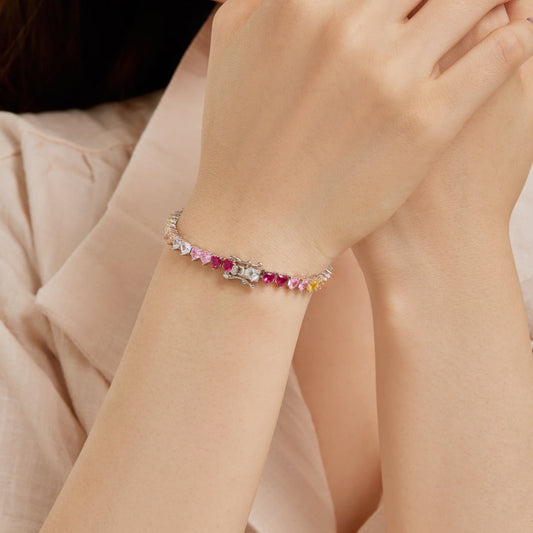 [Oramore Jewelry]Luxurious Colorful Romantic Heart Shape Lover Bracelet