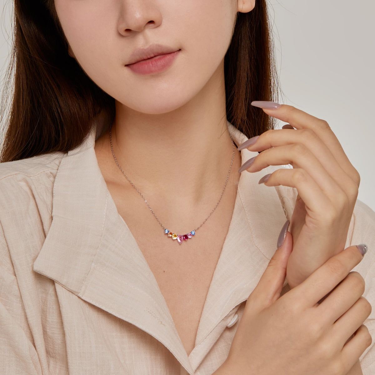 [Oramore Jewelry]Dainty Colorful Heart Necklace