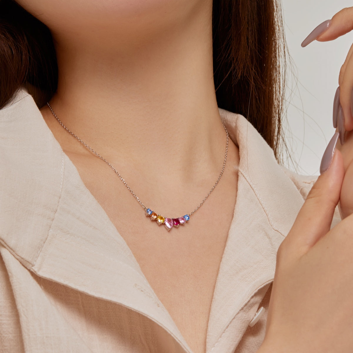 [Oramore Jewelry]Dainty Colorful Heart Necklace