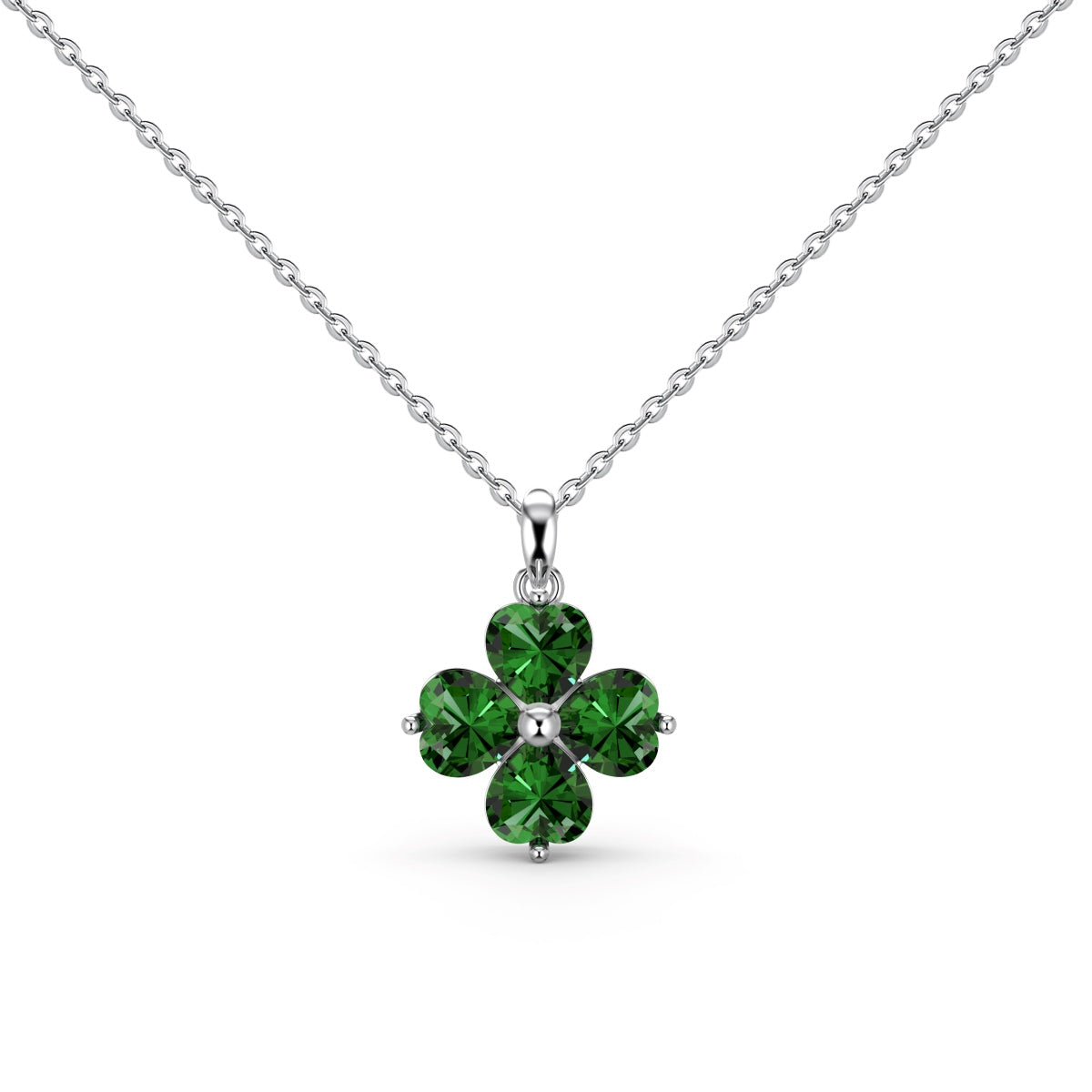 [Oramore Jewelry]Heart-Shaped Four-Leaf Clover Bead Necklace