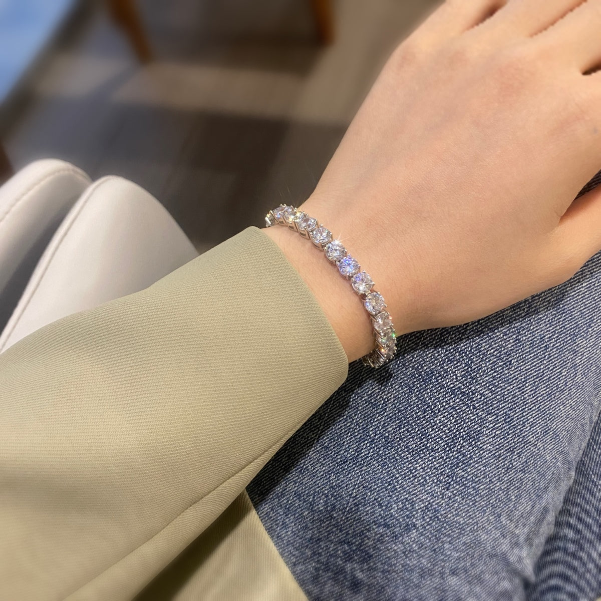 [Oramore Jewelry]0.75 Carat Dazzling Round Cut Wedding Bracelet