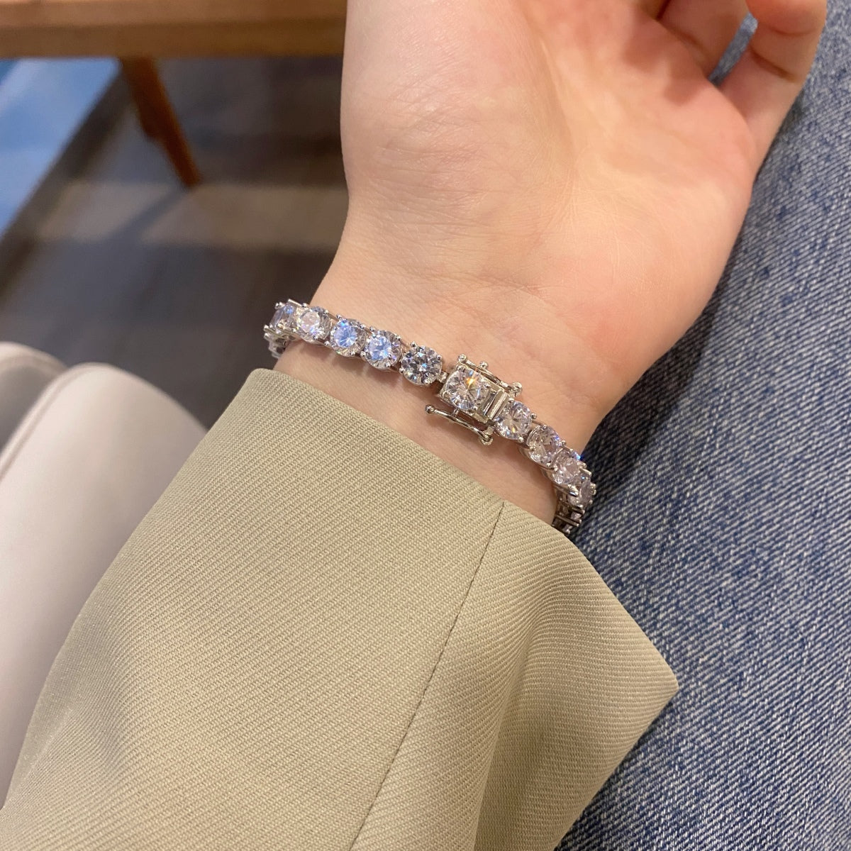 [Oramore Jewelry]0.75 Carat Dazzling Round Cut Wedding Bracelet