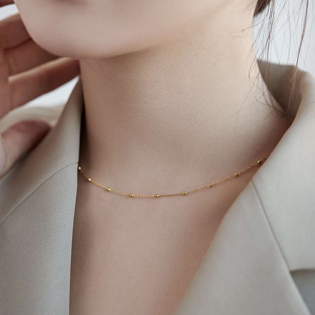 [Oramore Jewelry]Small Bead Clavicle Chain Simple Necklace