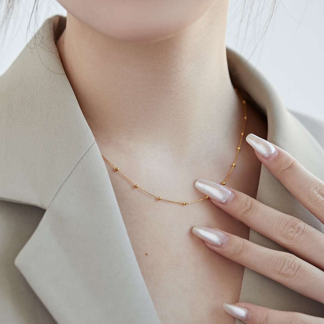 [Oramore Jewelry]Small Bead Clavicle Chain Simple Necklace