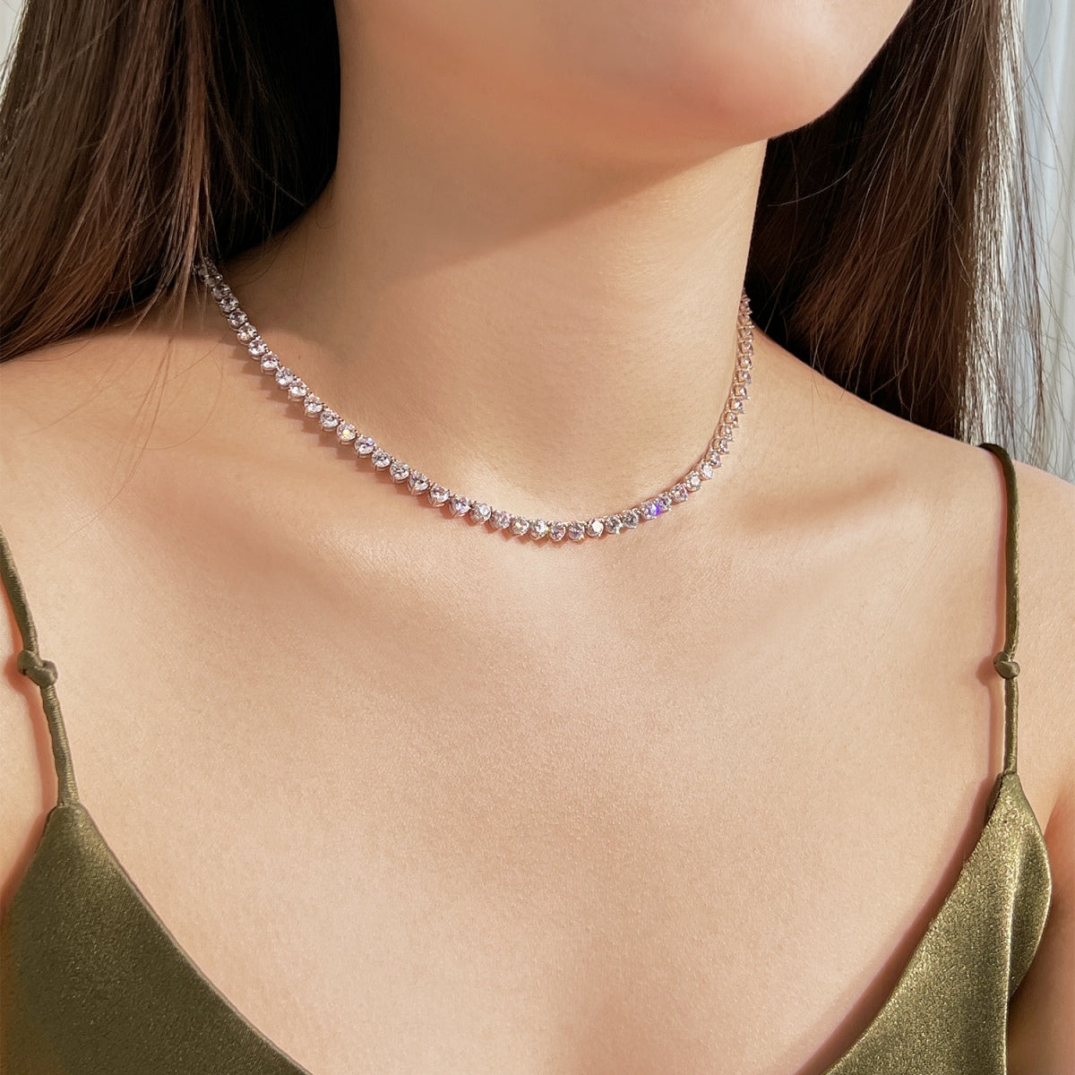 [Oramore Jewelry]Ornate Heart Cut Tennis Necklace