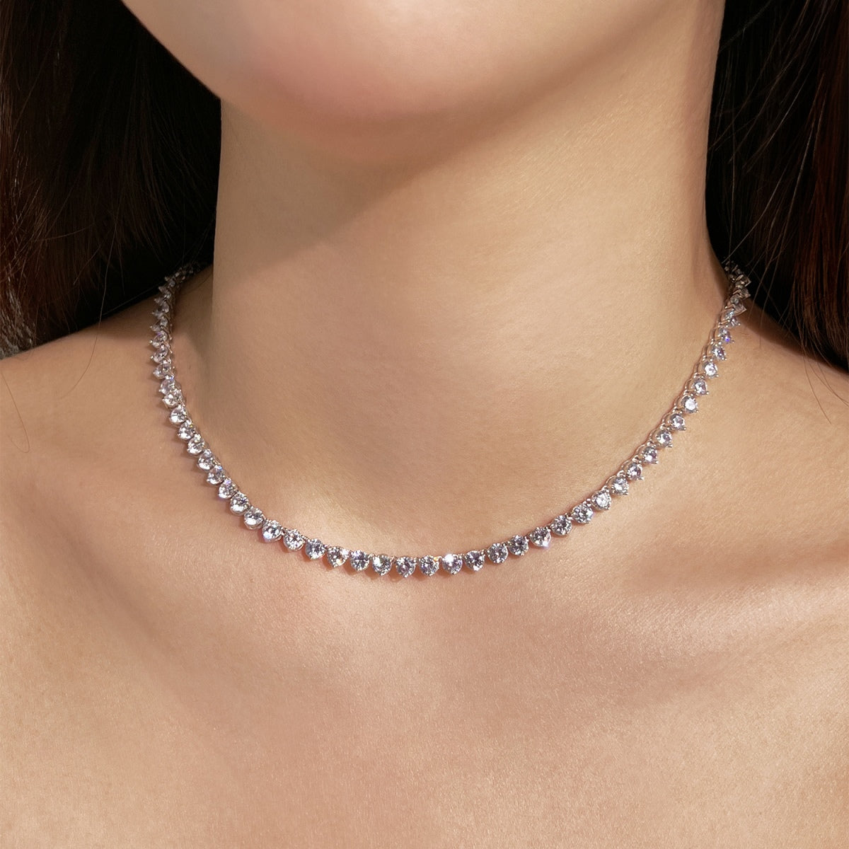 [Oramore Jewelry]Ornate Heart Cut Tennis Necklace