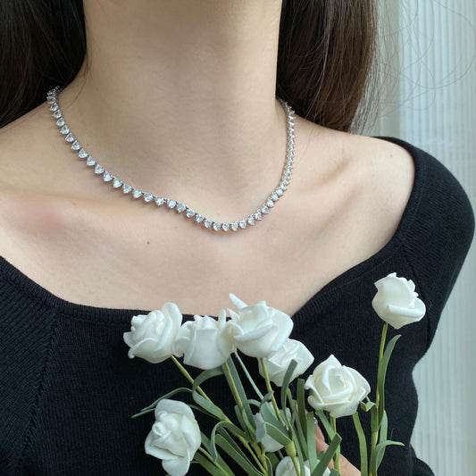 [Oramore Jewelry]Ornate Heart Cut Tennis Necklace